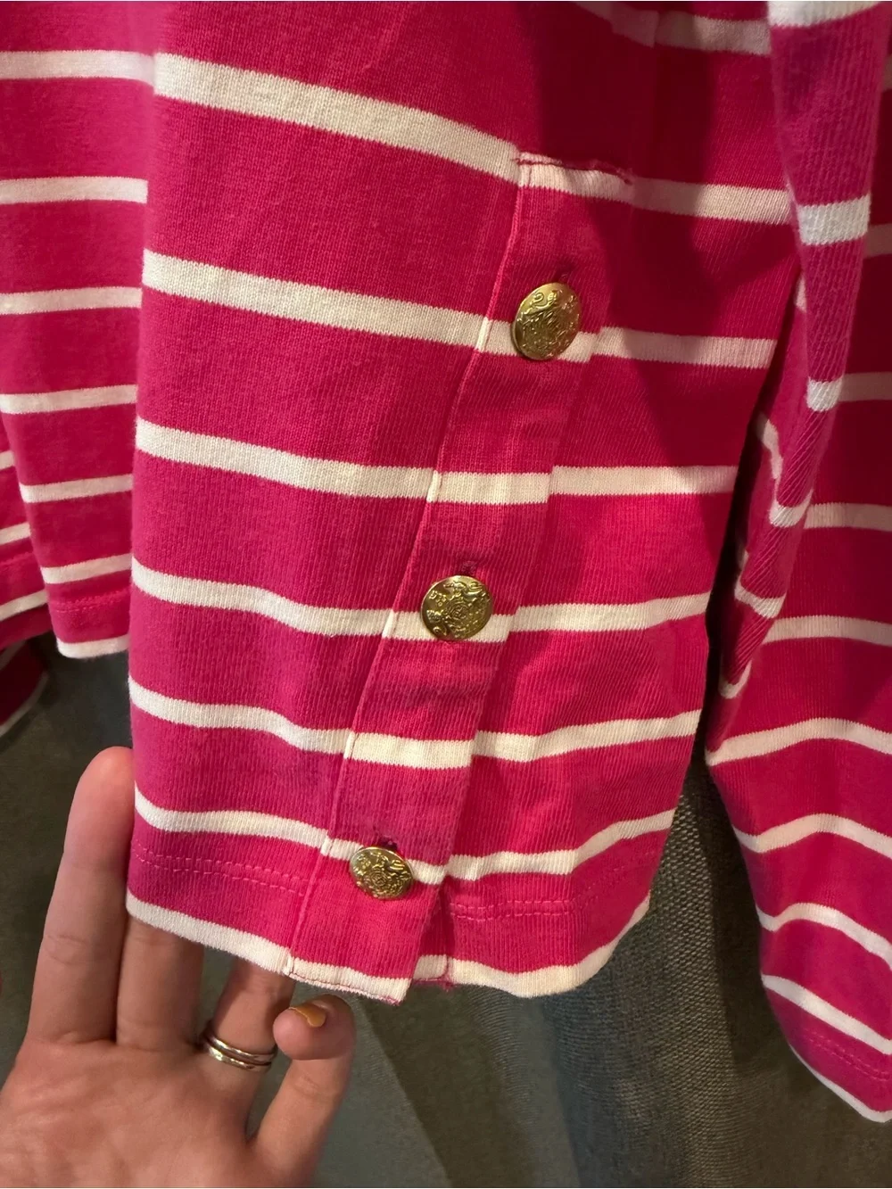 J. Crew Pink & White Striped Long-Sleeve Tee